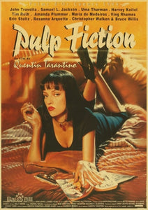 Quentin Tarantino Direct Uma Thurman Movie Pulp Fiction Vintage Paper Poster